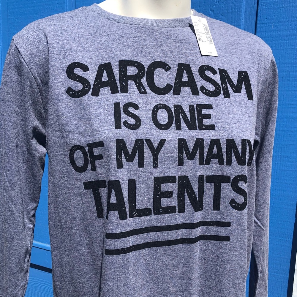 3/$15 Gray Long Sleeve SARCASM Graphic Tee NWT